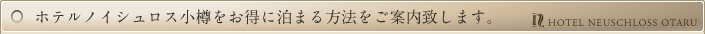 ホテルノイシュロス小樽をお得に泊まる方法をご提案致します。