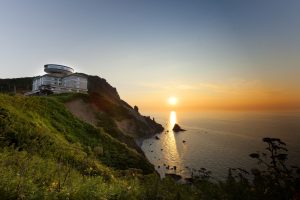 絶景　小樽　日本海　夕日　夏