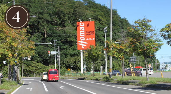 札幌方面より国道5号線を通るルート4