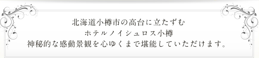 北海道小樽市に立たずむホテルノイシュロス小樽 神秘的な感動景観を心ゆくまで堪能していただけます。