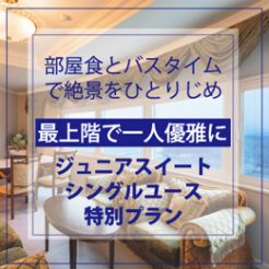 【期間限定！最上級ディナー部屋食付】　贅沢に一人で最上階！　ジュニアスイートルーム　シングルユース特別プラン